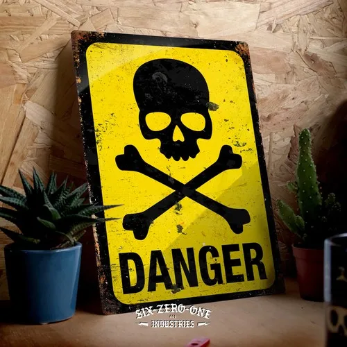 DANGER Skull Metal Wall Sign. Man Cave Vintage Plaque Garage airsoft paintball --Tin Sign