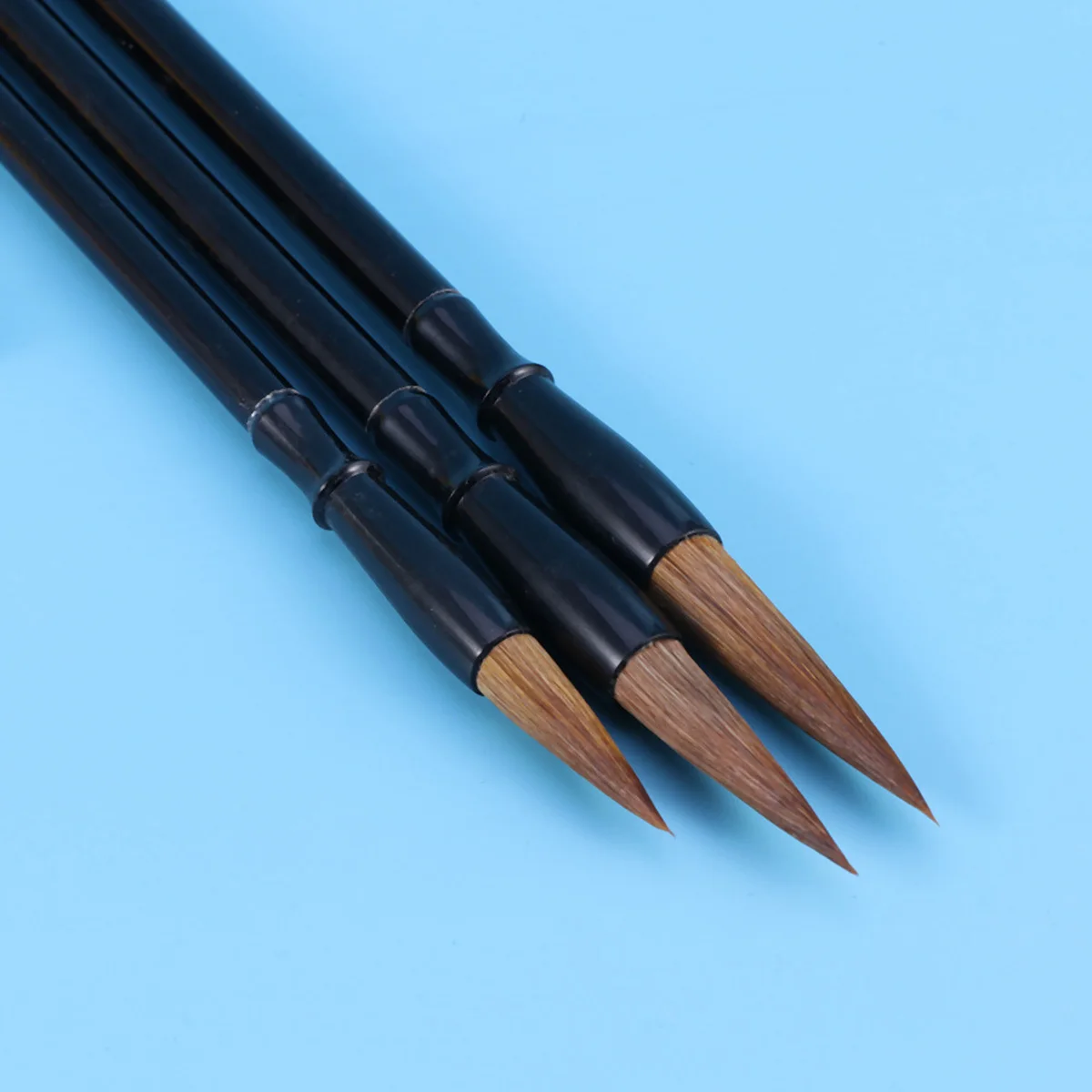 

3Pcs Chinese Writing Brush Set Wolf Hair Large Medium Small Calligraphy Drawing Black Brown Wood Handle Traditional Art Tools