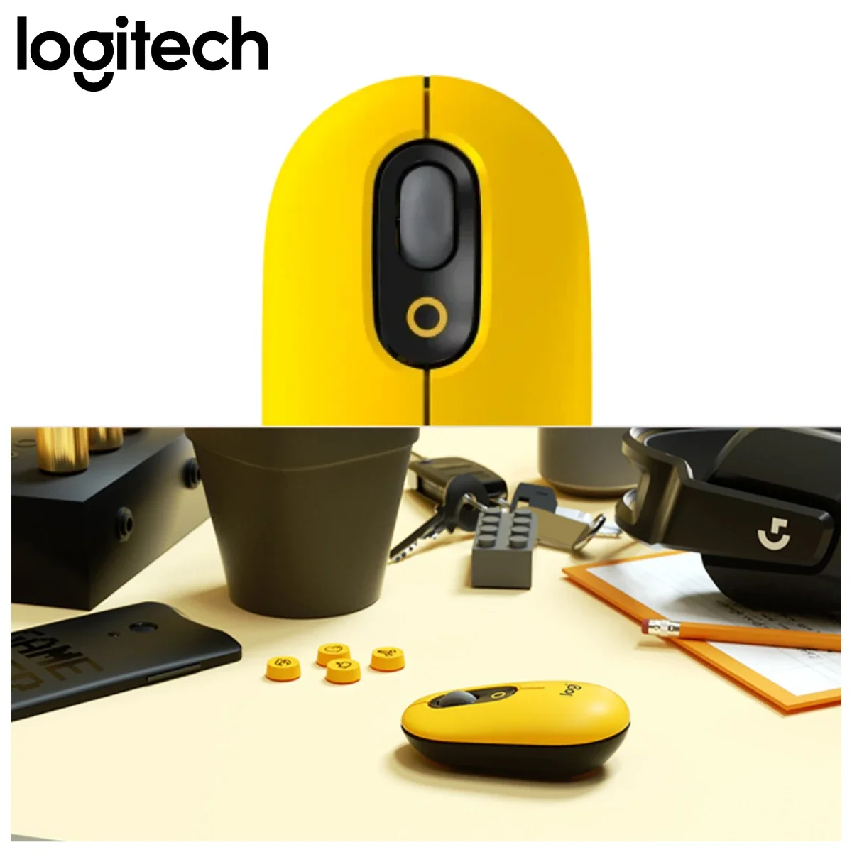 Logitech POP Mouse wireless Bluetooth light tone mouse is small and cute, easy to carry