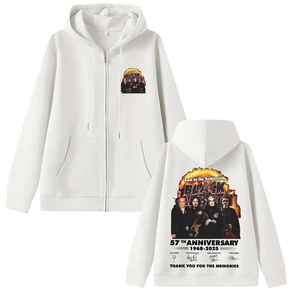 Rock Band Black Sabbath Ozzy Osbourne Back To The Beginning Thank You for The Memories Zipper Hoodie Men Heavy Metal Zip Up Coat