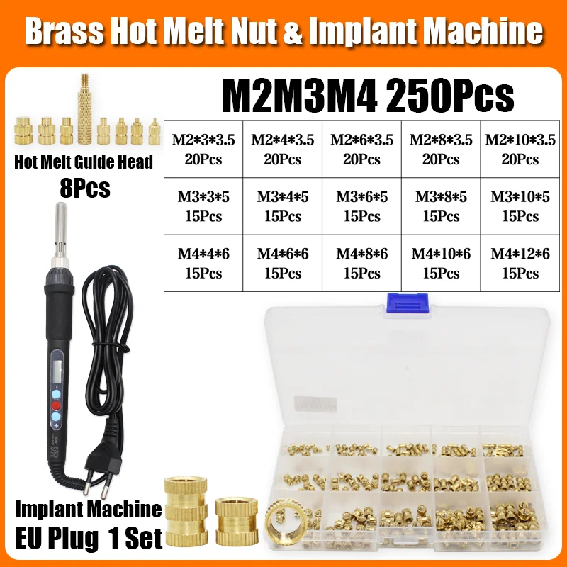 Messing-Wärme-Set-Einsatzmutter, elektrischer Lötkolben, 60 W, LCD-Digitalanzeige, einstellbare Temperatur, 220 V/110 V, 3D-Drucker, Kupfermutter – Detail 13