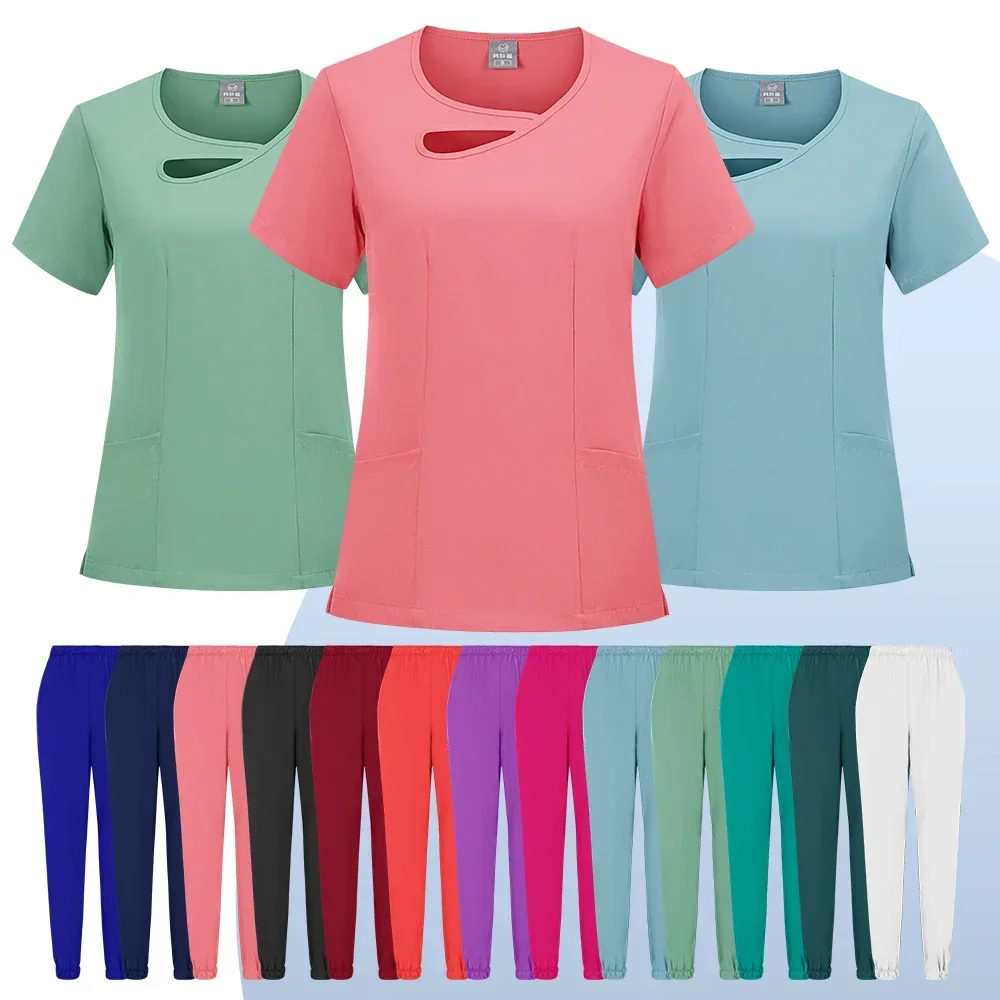 

Модная хирургическая униформа, медицинский скраб, комплект для врача и медсестры, клиническая спецодежда, костюм для кормления, красота, спа, рабочая одежда, скрабы, топ, брюки