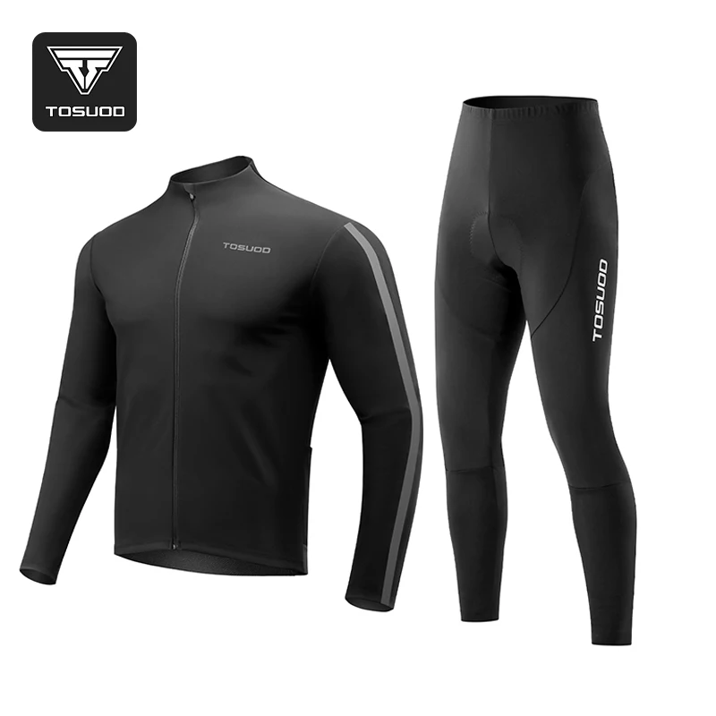 مجموعة TOSUOD الاحترافية لركوب الدراجات، جيرسيه بأكمام طويلة وسراويل مريلة مع ماصة للرطوبة لدراجة الطريق MTB #1