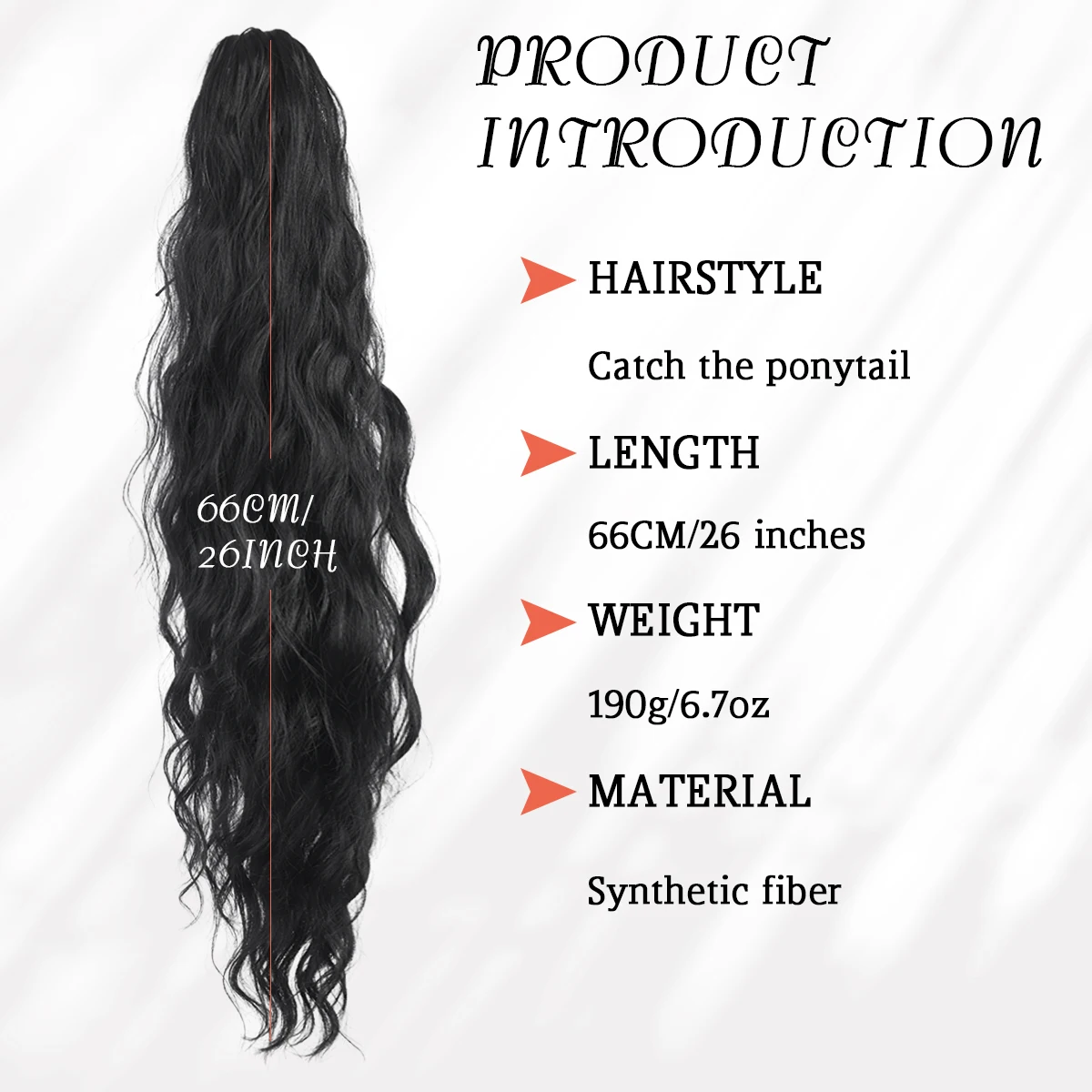DIFEI Synthetic water ponytail hair extension clip on woman's ponytail hair accessories long curly wig natural curly black image 2