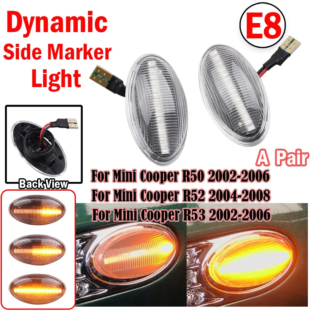 2pcs Flowing Turn Signal Lamp Dynamic LED Side Marker Light Error Free Panel Lamp For BMW For MINI Cooper R50 R52 R53 2002-2008