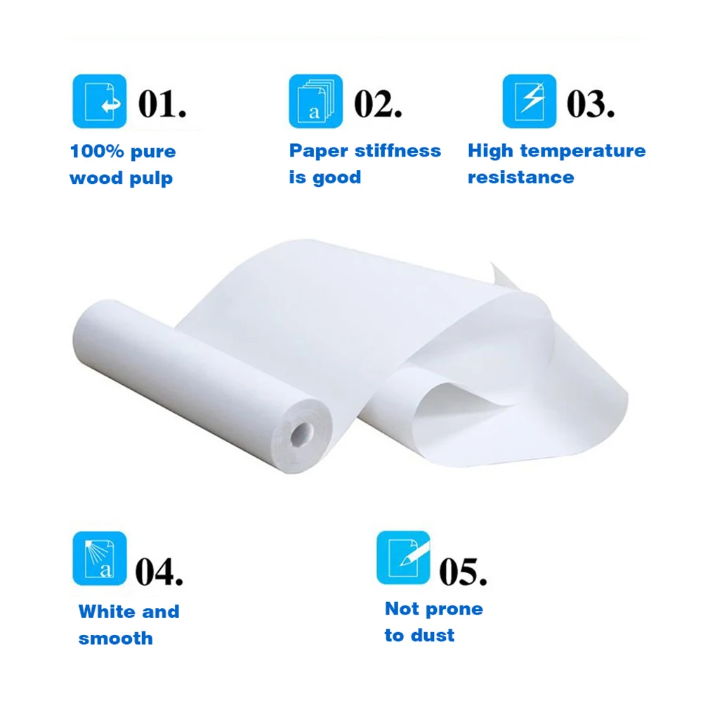 5 Rolls Fax Machine Paper Photo Printing Paper Oil Resistance Thermal Printing Paper Rolls Long Time Storage for