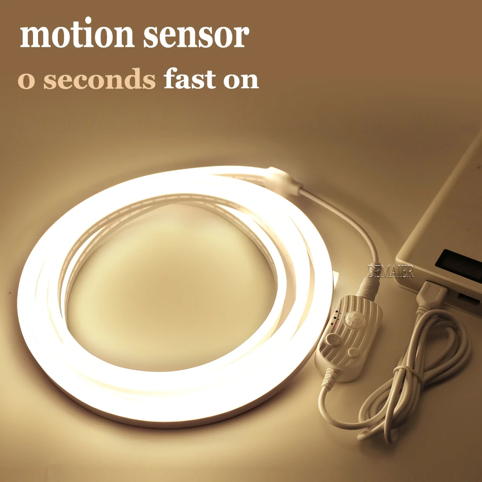 Usb recarregável sensor de movimento led tira cozinha iluminação lâmpada luz da noite luz led sob gabinete luz sensor de néon luz dc 5v