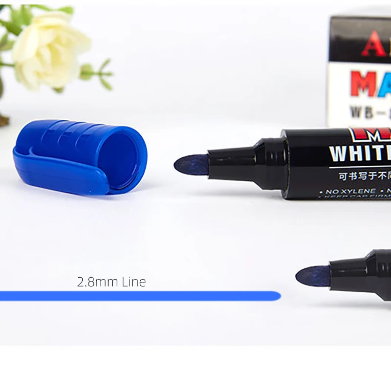 

Refillable Whiteboard Markers Dry Earse Pen 3 Colors (Black/Red/Blue), 2.8mm Round Tip for School, Office, Journaling
