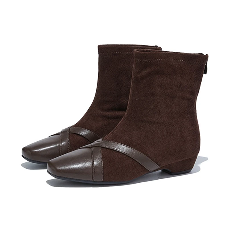 

AIYUQI 2025 Women's Ankle Boots and Short Boots Square Toe Retro Back Zipper Women Boots Large Size Low Heel female Riding Boots