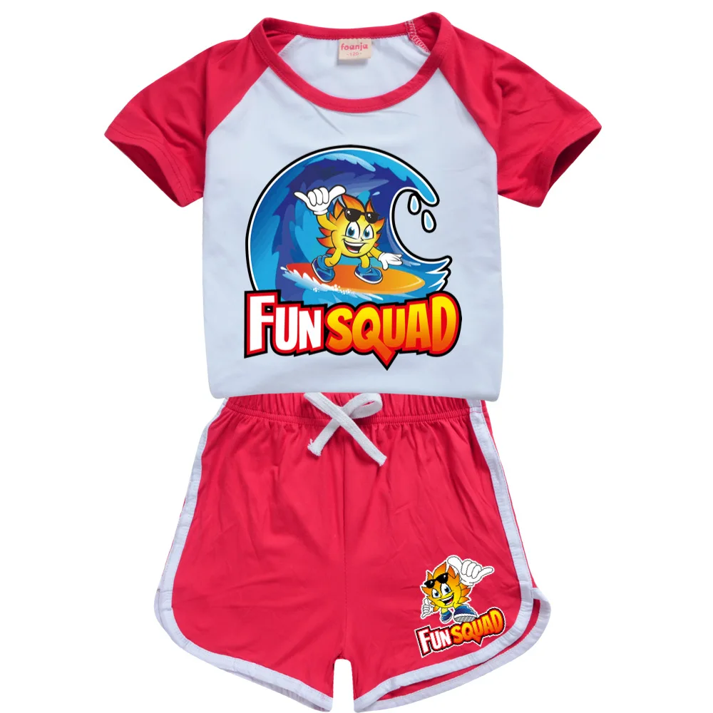 Children Summer Clothing Cotton Short Sleeve T Shirt+Pants Sets Baby Girls Boys Fun Squad Games Sport Suits Kids Clothes Set