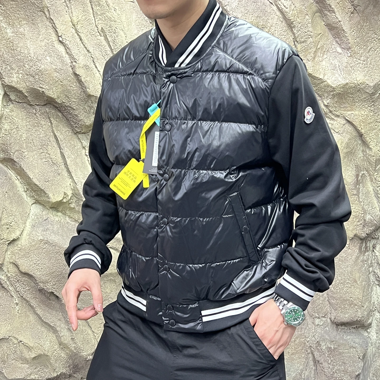 Raccomandazione dei pesi massimi! Colletto da baseball autunno inverno Colletto alla coreana a righe Bottoni lunghi Sve down Jaet Trendy Men Fa...