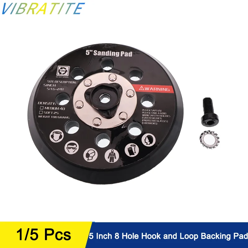 5 Inch 8 Hole Hook and Loop Backing Sanding Pad 1/5 Pcs  Electric Grinding Polishing Disc for Polishing and Sanding Metal Car
