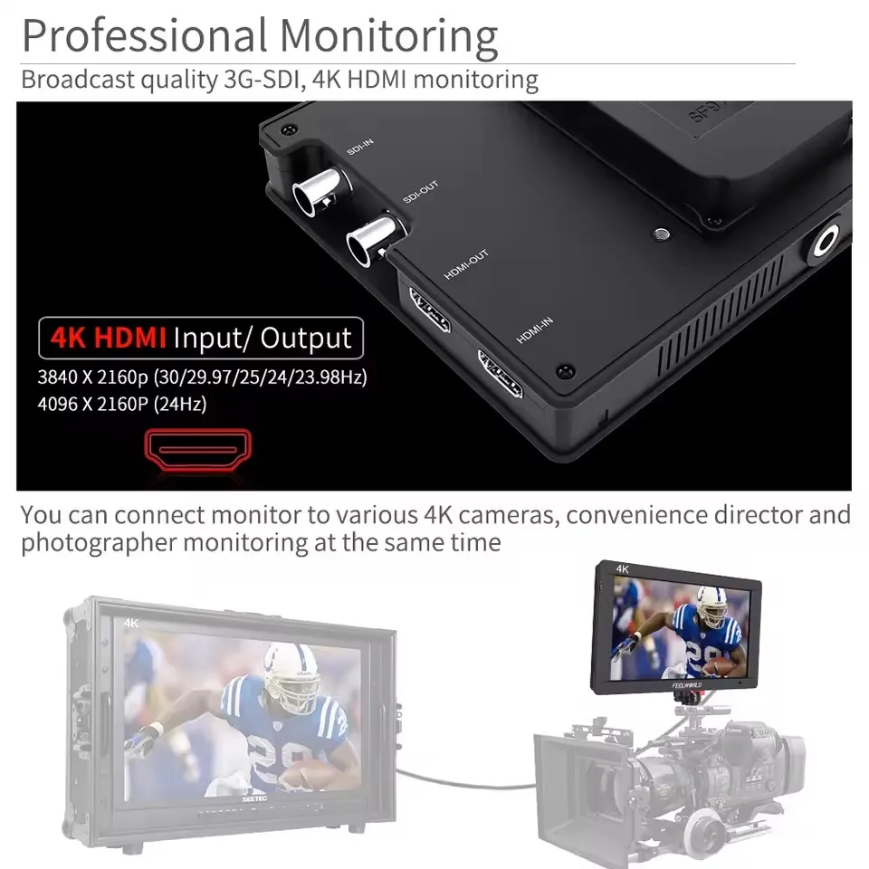 شاشة Feelworld FW703 مقاس 7 بوصات IPS Full HD 4K HDMI/3G SDI على الكاميرا 1920x1200 مع تاريخ كاميرا DSLR المثبت