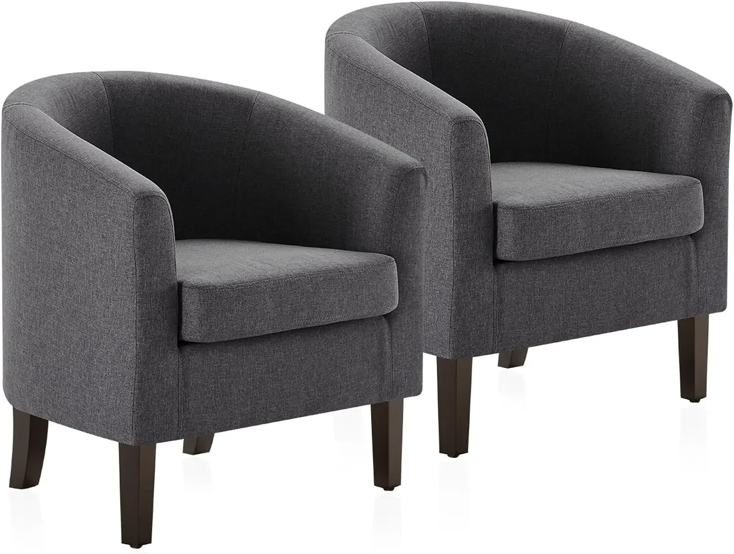 Living Room Chairs Set of 2, Linen Round Accent Barrel Chairs, Club Tub Sofa Chairs for Bedroom, Corner Chairs with Flared Legs
