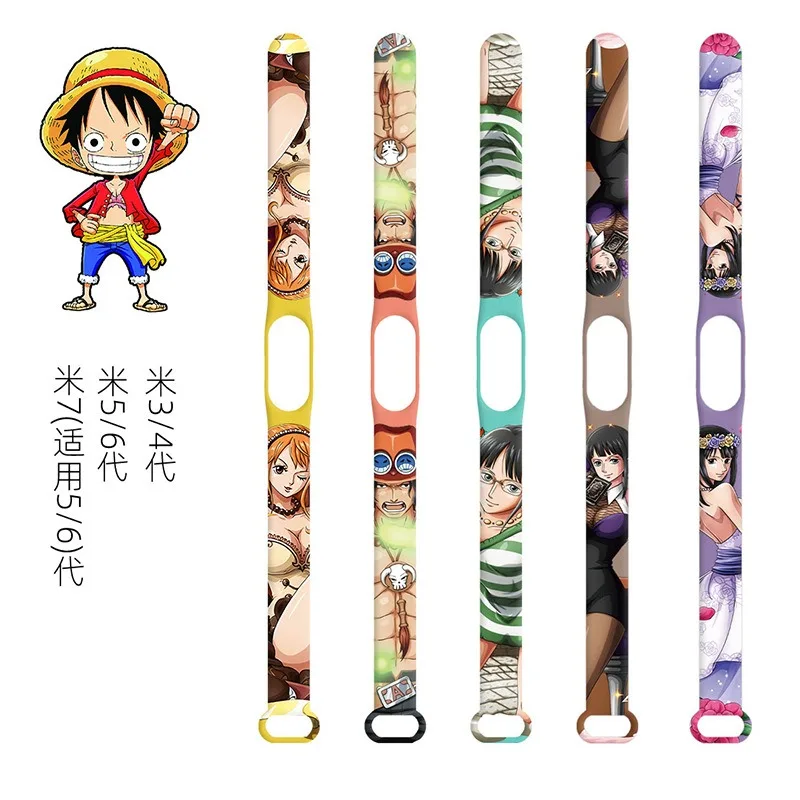 Cartoon One Piece Luffy Watchbands for Xiaomi Mi Band 7 6 5 4 3 Electronic Bracelet Mi3 Mi5 Mi7 Watch Band Anime Nami Wristband