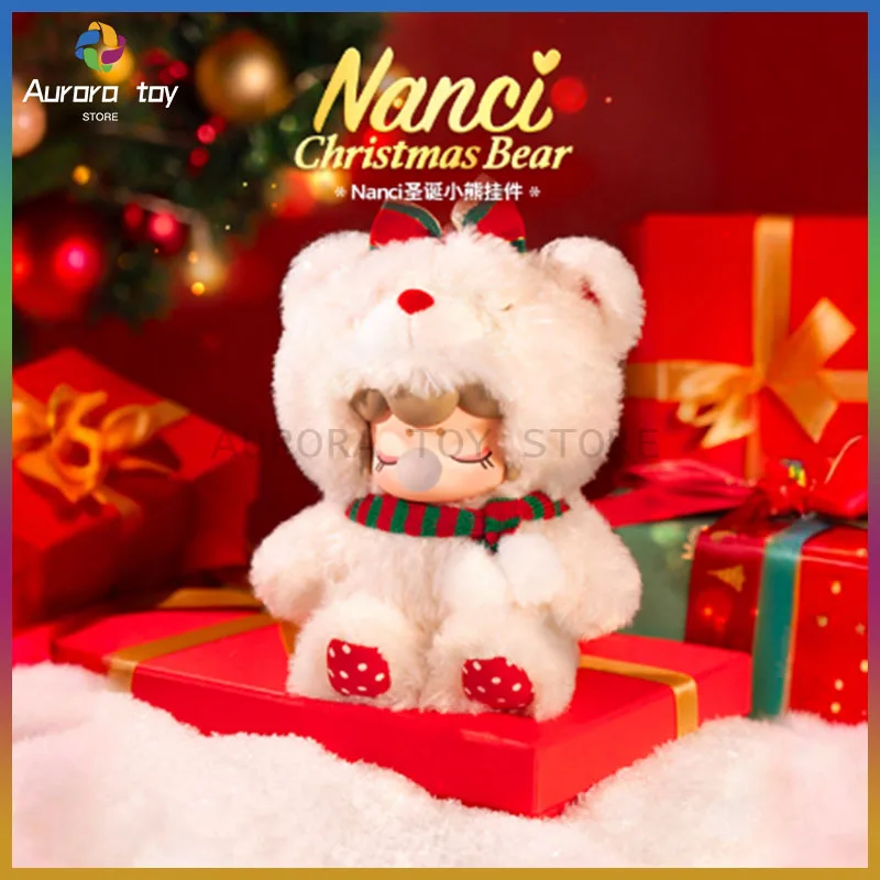 

New Christmas Bear Pendant Anime Figure Lamb Wool Kawaii Toys Model Room Ornament Collectible Custom Girls Birthday Gifts