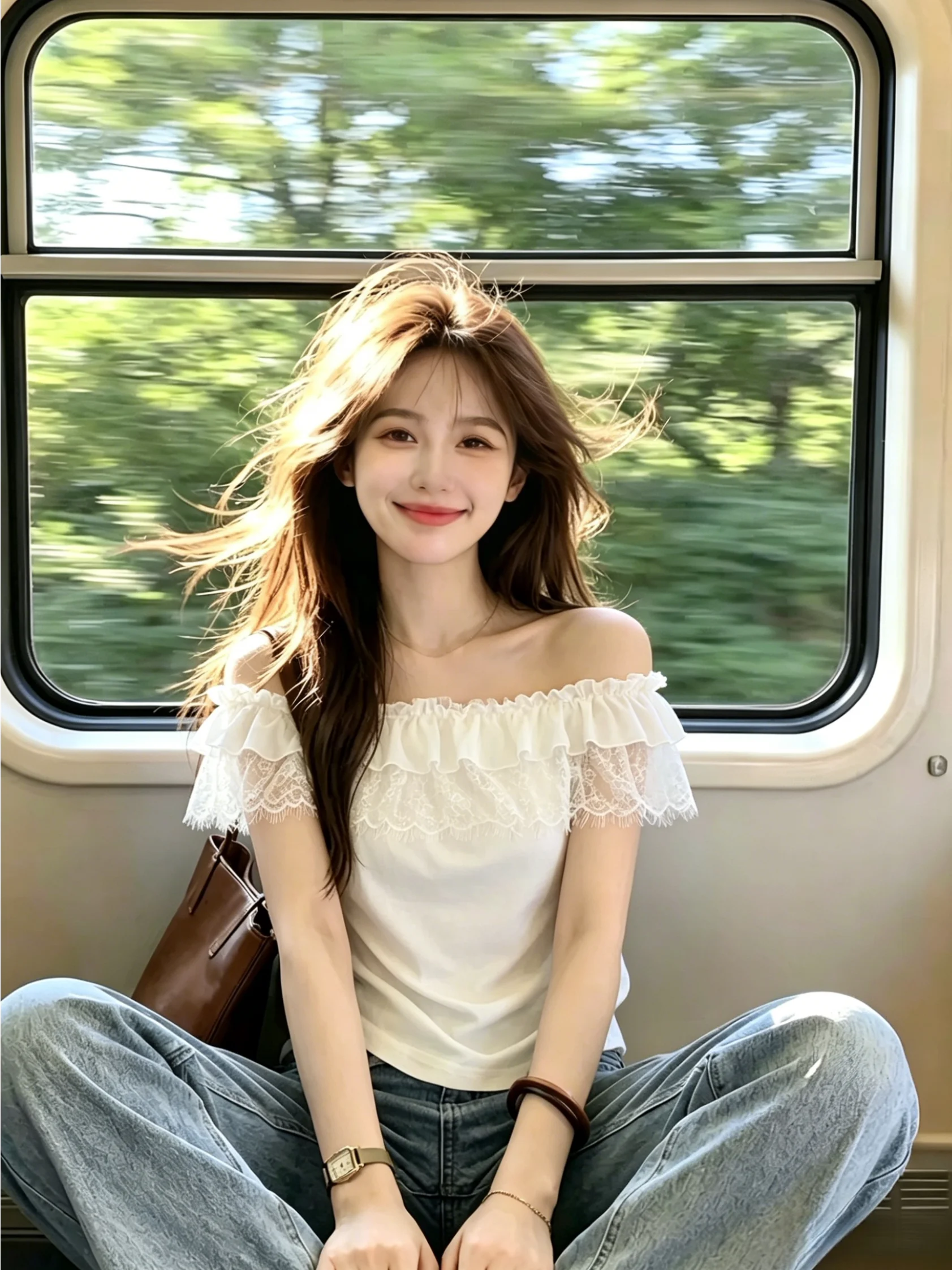

Lace Trim Short Sleeve One Shoulder T-Shirt Women's Summer New Style Self-Keeping Korean Version Straight Cut Silk Top