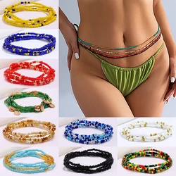1pc African Beads Waist Chain Necklace Bracelet Anklets Stretchy Waist Chain Belly Beads Chain for Women Sexy Bikini Accessories