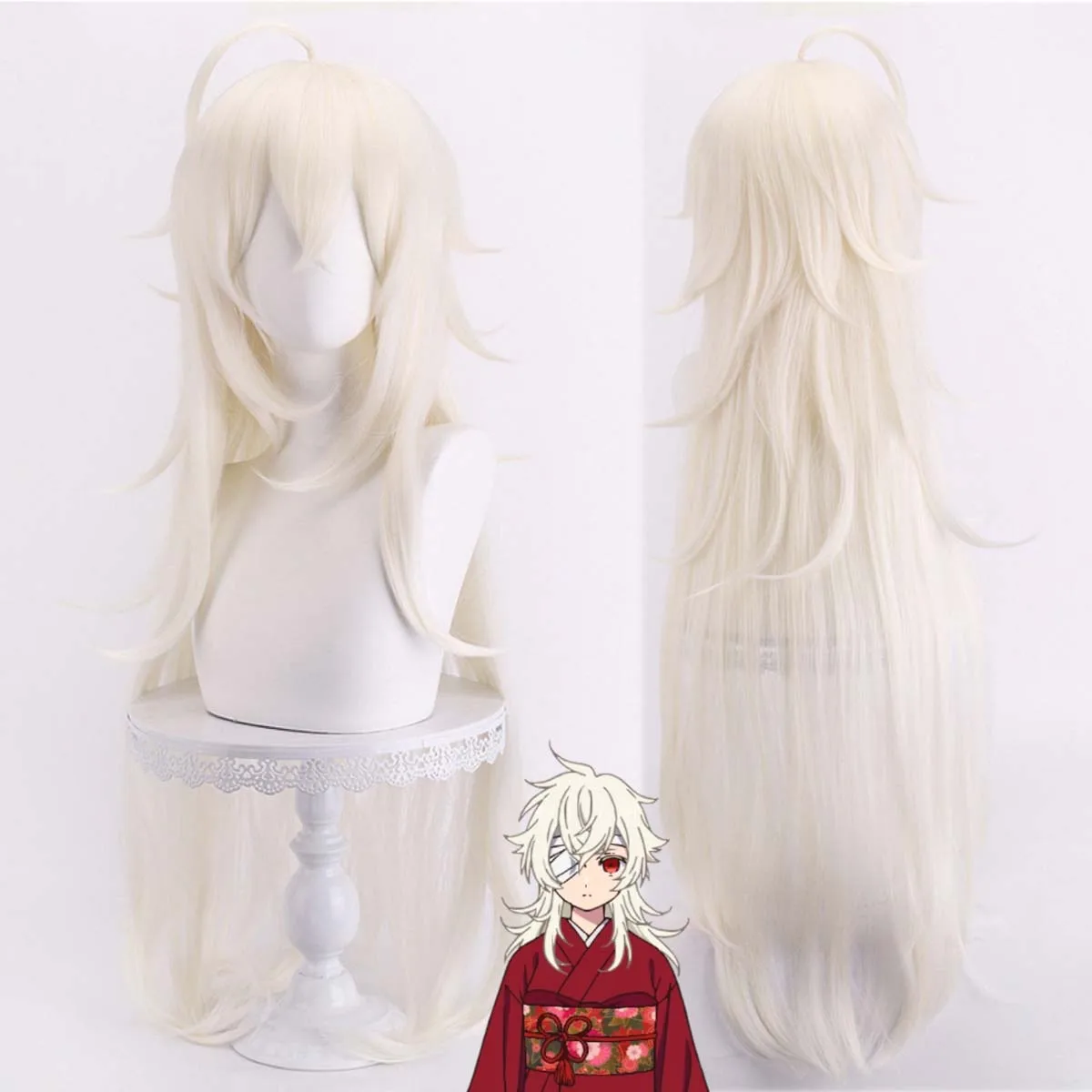 Anime Summer Time Rendering Haine Cosplay Peruca de cabelo longo branco