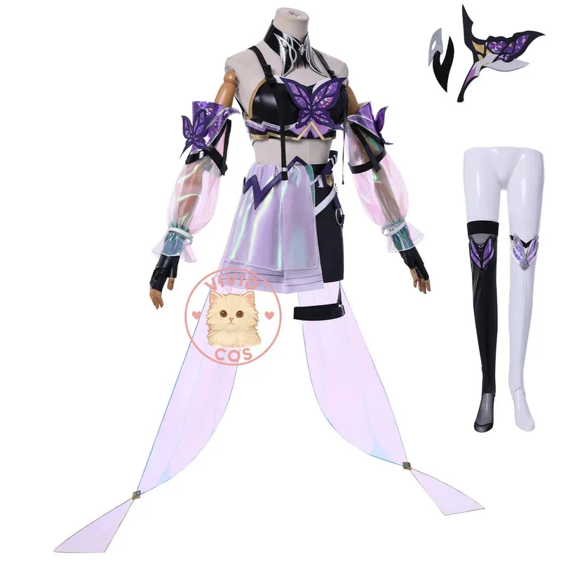 ABC123Honra dos Reis Akko Yuan Meng Butterfly Transformation Dance Costume Game Cosplay Bidimensional - Games of 3;f'6,c;7.y;