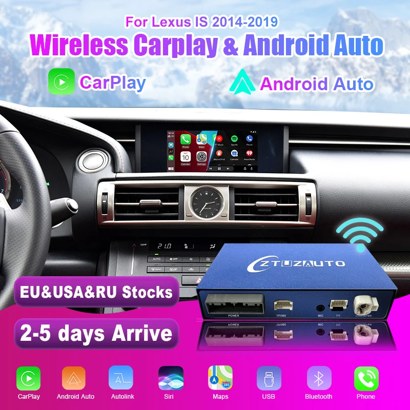 

bezprzewodowy CarPlay dla Lexus IS 2014-2019, z funkcjami nawigacji Android Auto Mirror Link AirPlay Car Play