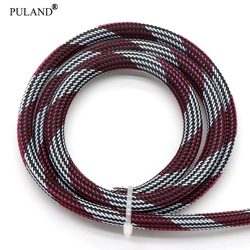 1~50m Black White Pink PET Braid Sleeve 2/4/6/8/10/12mm High Density Sleeving Snake Skin Cable Wrap Sheath For Electric Cables