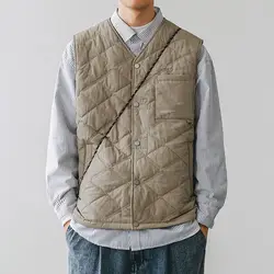 Cotton for Men's Simple Casual and Lightweight Inner Vest Cardigan Work Vest Top