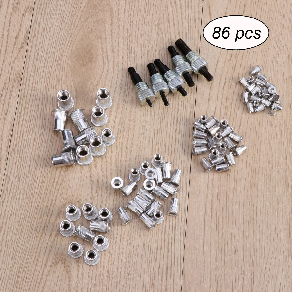 86pcs Rivet Nut Kit Heavy Duty Aluminum Alloy Riveting Tool Non-Slip Handle For Steel Metal Electrical Assembly M3-M8 Threaded