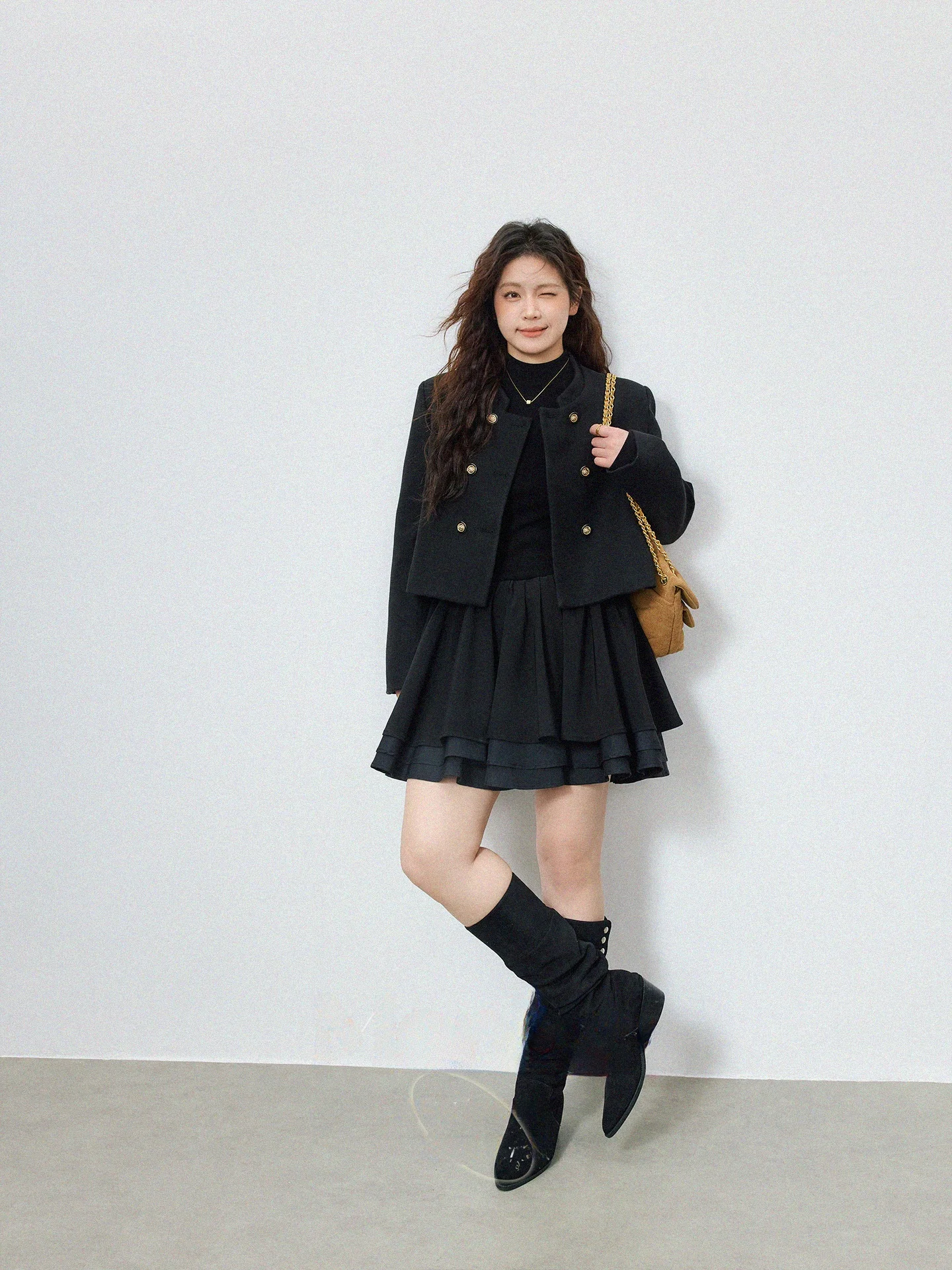 

plus Size Women's Bla Dr And Jaet Set Autumn Winter Faion Korean Sle Loose Fit High Waist ort A-Line Skirt