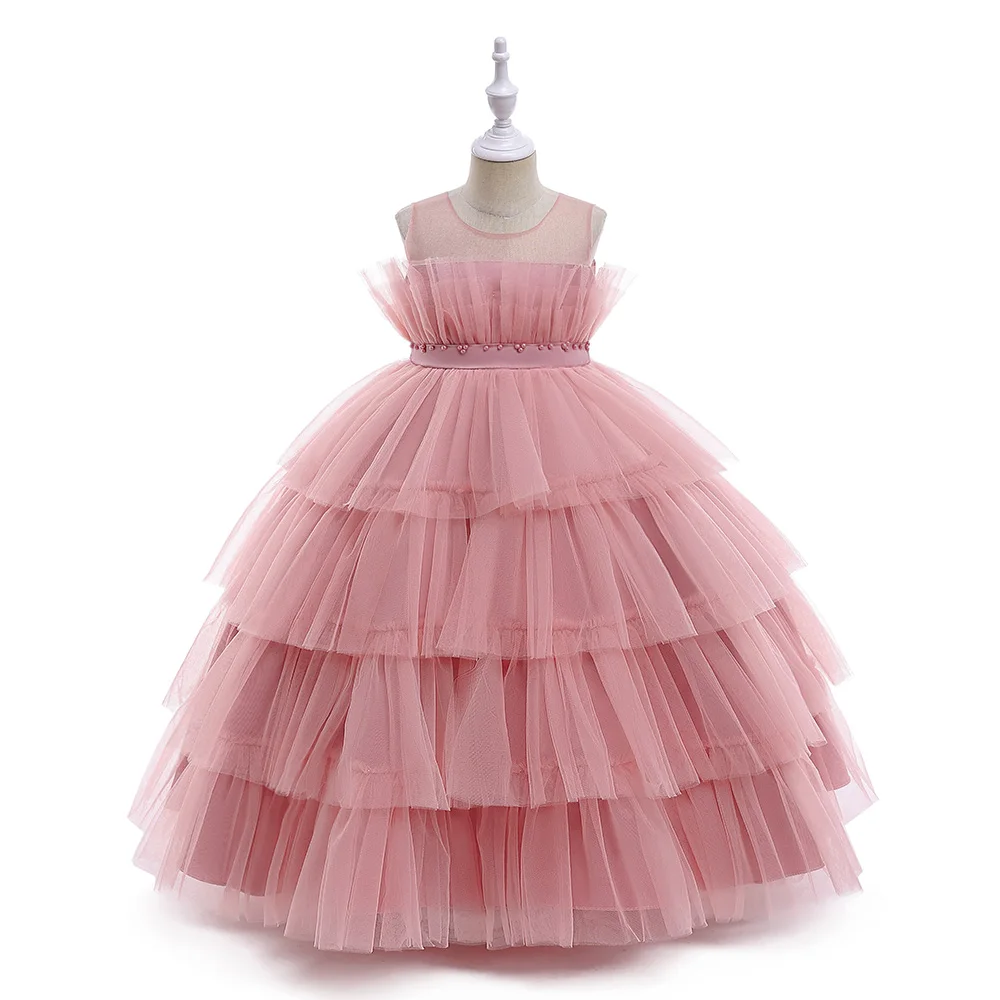 Girls Princess Dresses For Kids Tutu Lace Flower Bow Ball Gown Clothes Children Wedding Party Evening Bridesmaid 11 12 Vestidos