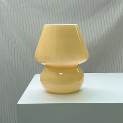 American Retro Mushroom Table Lamp Antique Striped Glass Lighting Luxurious Bedside USB Bedroom Atmosphere Small Night Light