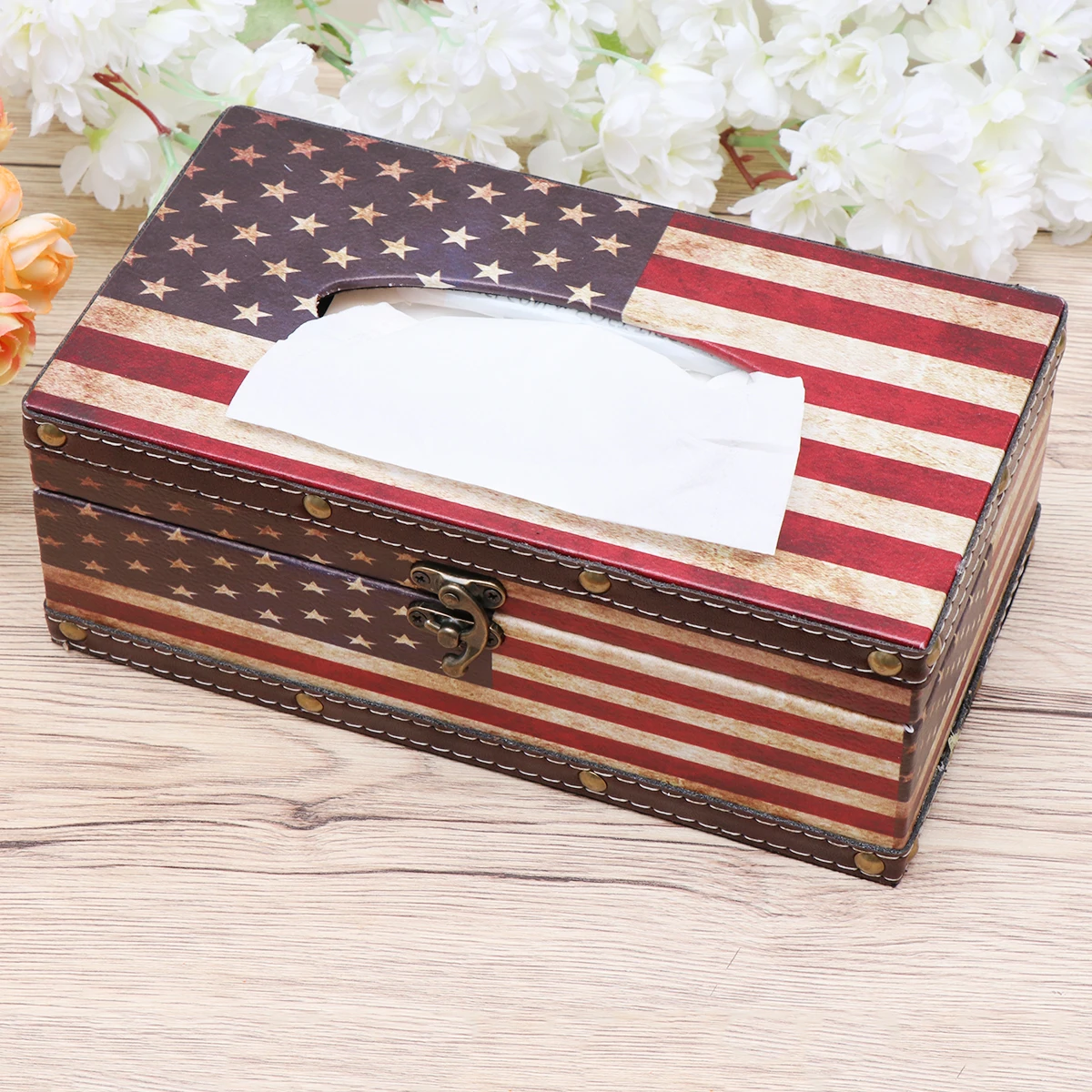 

Wooden Tissue Box Holder Square Napkin Supplies Bamboo Style Long Use Home Office Bedroom Living Room Decor Gift