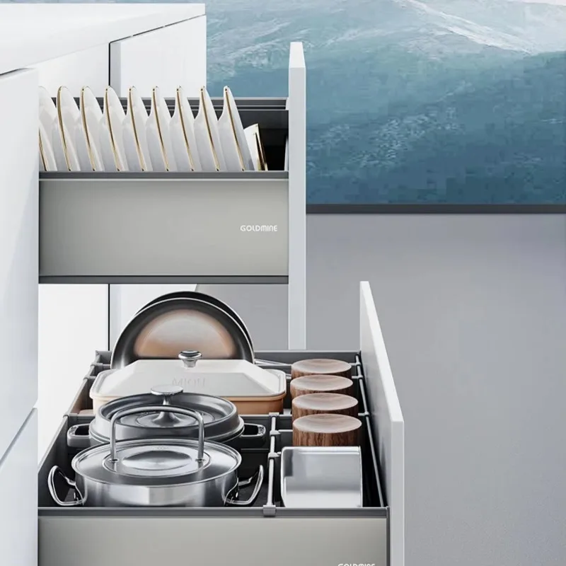 2nd floor kitchen pull-out basket tableware storage rack storage kitchen gadgets