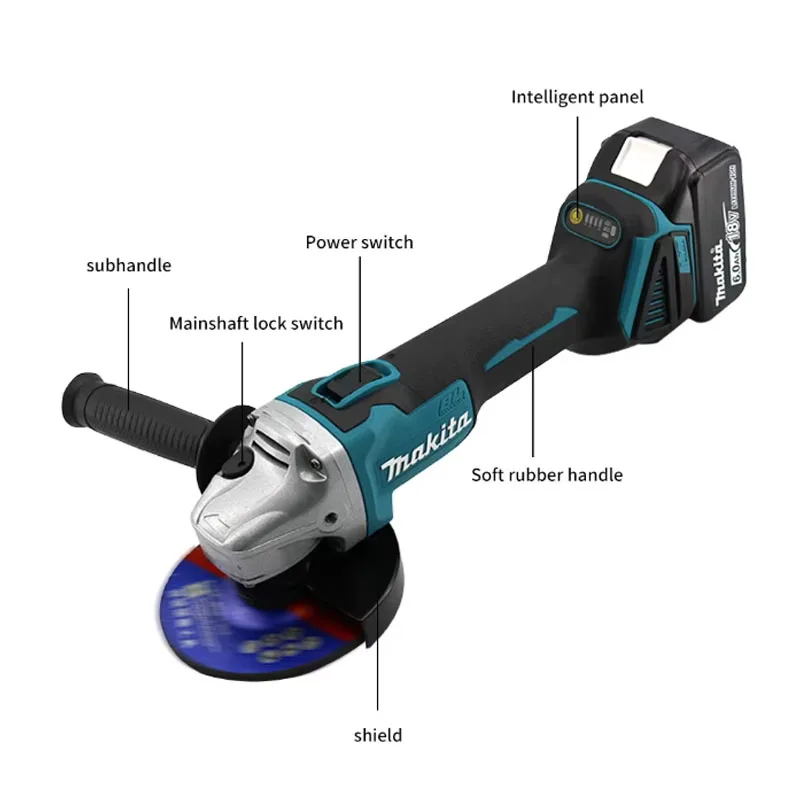 Makita DGA504 18V 6.0Ah Brushless Lithium Battery 125mm for Electric Grinders Angle Grinders Rechargeable Cutting Tools