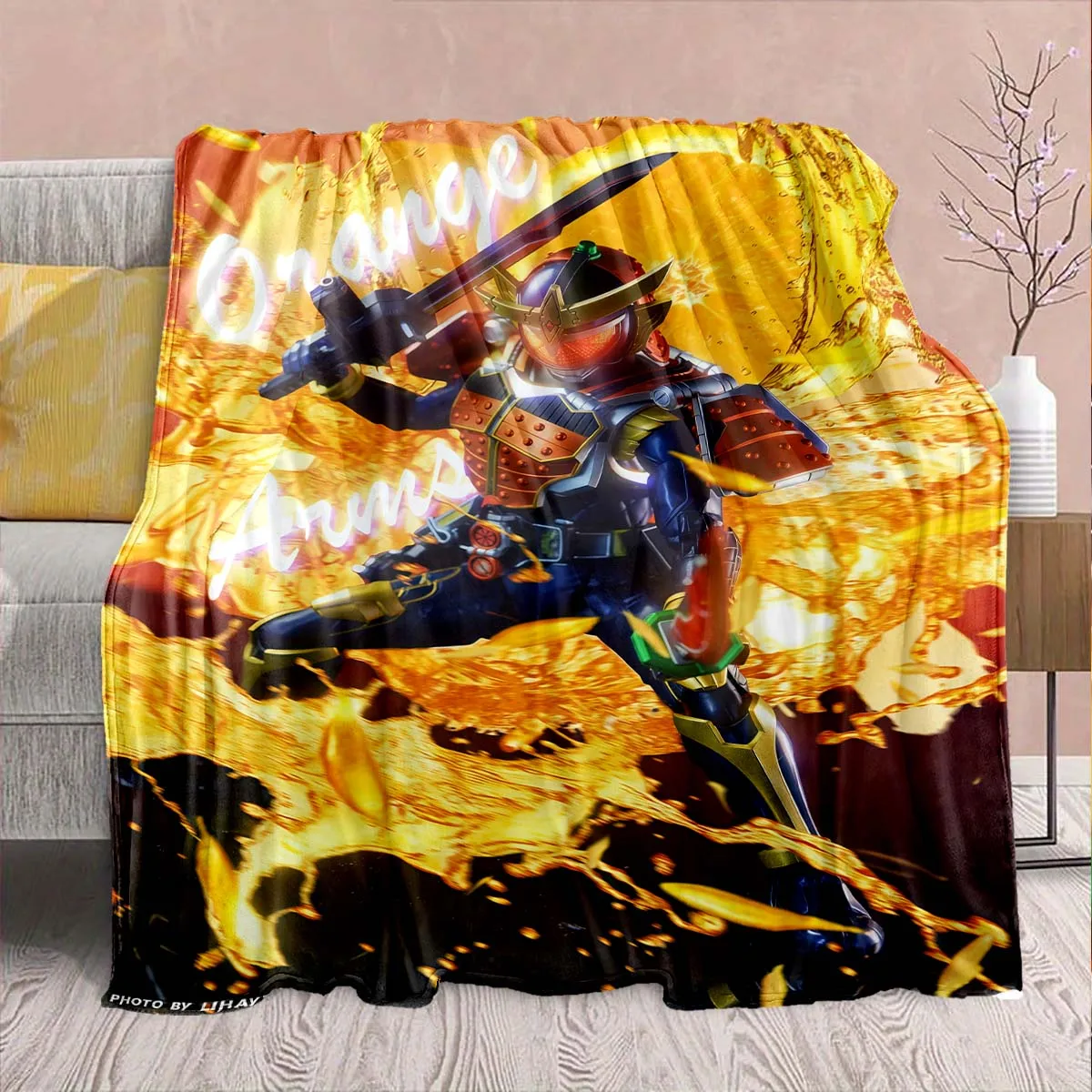 Kamen Rider Anime Flannel Blanket – Soft, Warm, Perfect for Sofas, Bedding, Camping, Travel, Office, and Home Decor – QJY