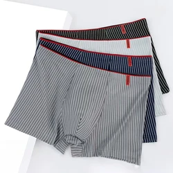 1pcs Men's Briefs Fashion Boxer Shorts Stripe Underwear Men's Panties Breathable Elastic Large Size Male Underpants