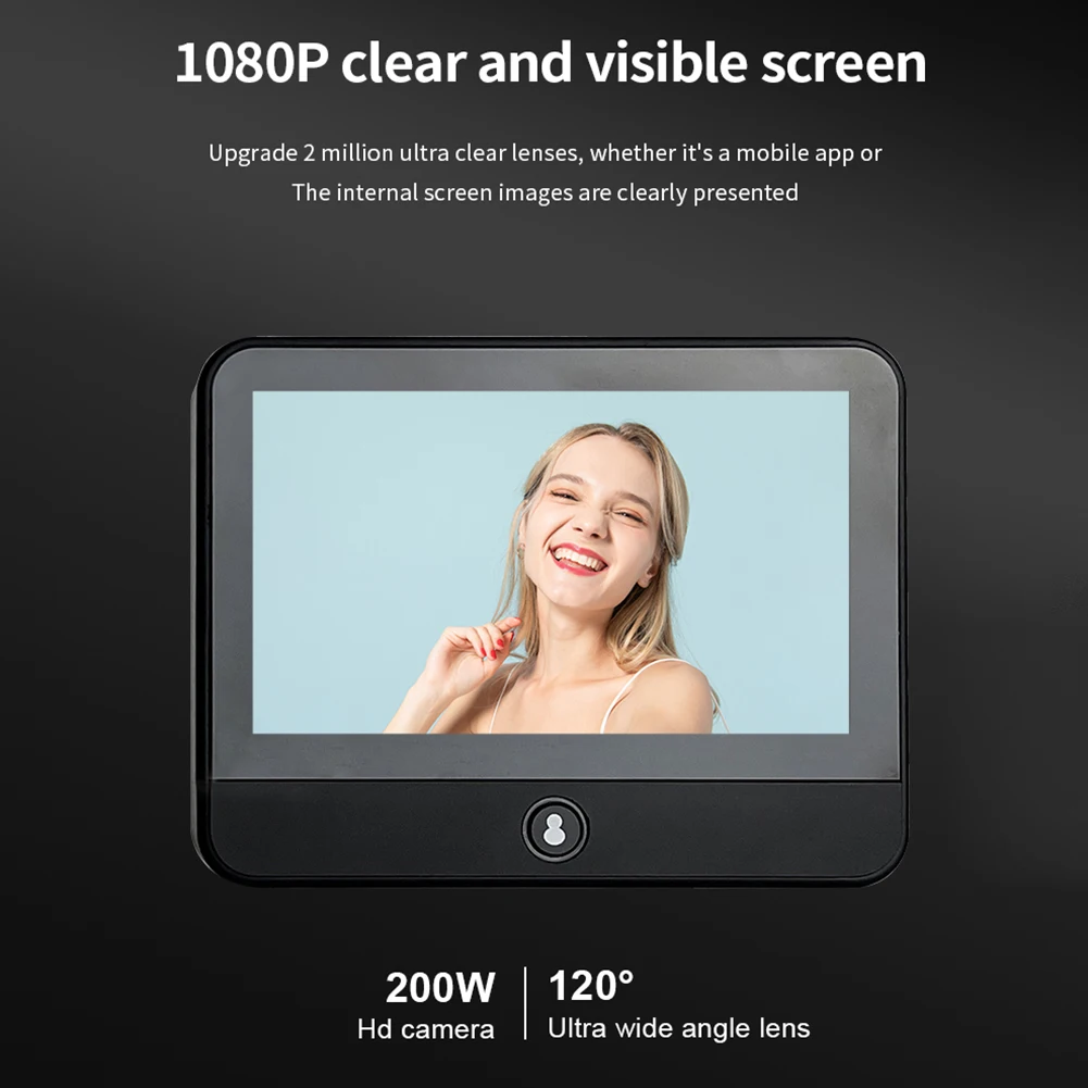 1080P WIFI ثقب الباب المشاهد مع شاشة 4.3 بوصة 120 درجة زاوية واسعة الأشعة تحت الحمراء للرؤية الليلية كاميرا الباب الرقمية للمنزل