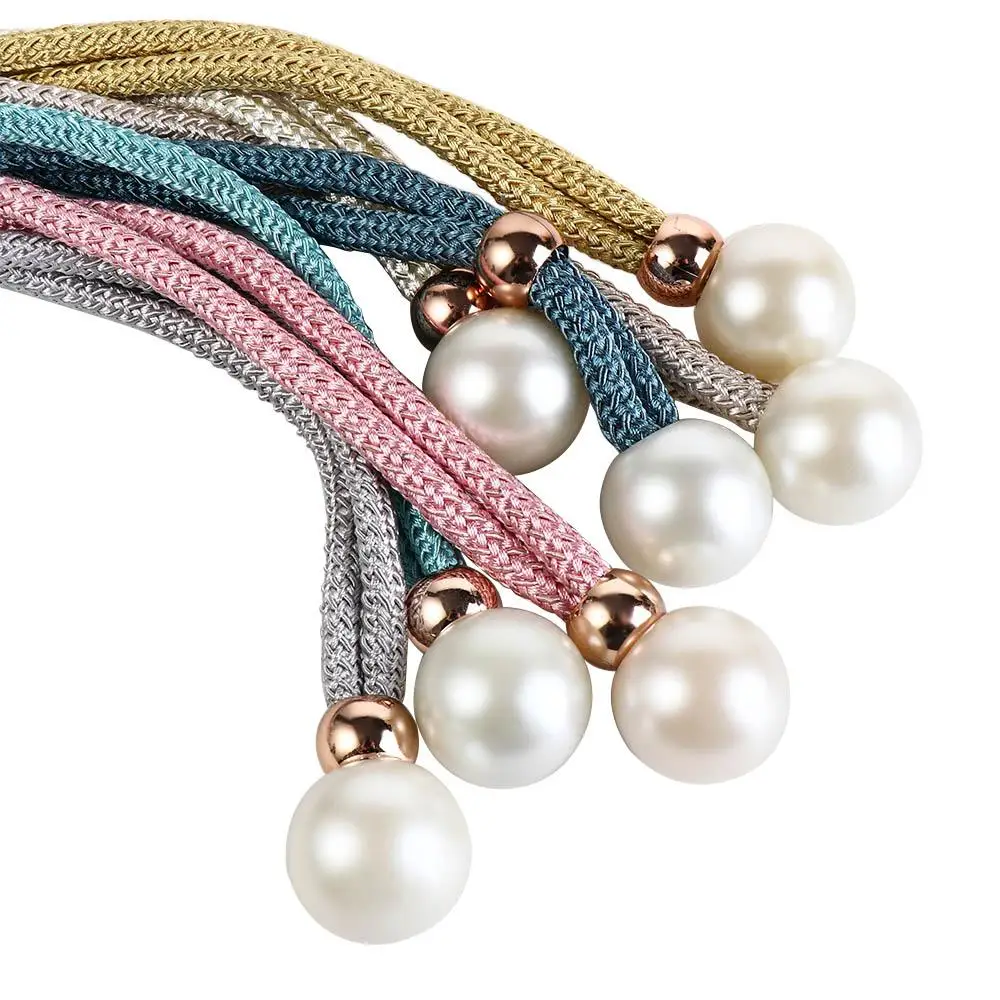 Polyester Pearl Curtain Tieback Adjustable Beautifully Pearl Curtain Buckle High Quality Buckle Tie Rope Curtains Tie Rope