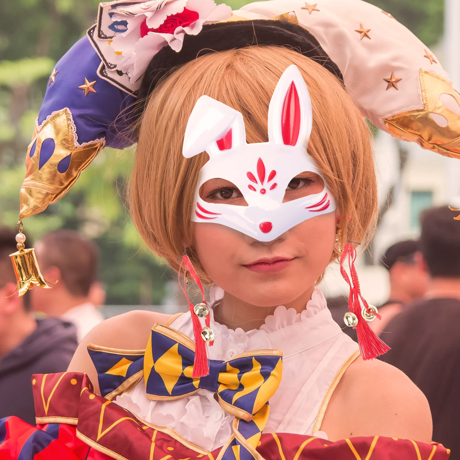 

3pcs Bunny Rabbit Mask Adorable Facial Costume Eye-Catching Halloween Party Accessory Unique Design Breathable for Carnival