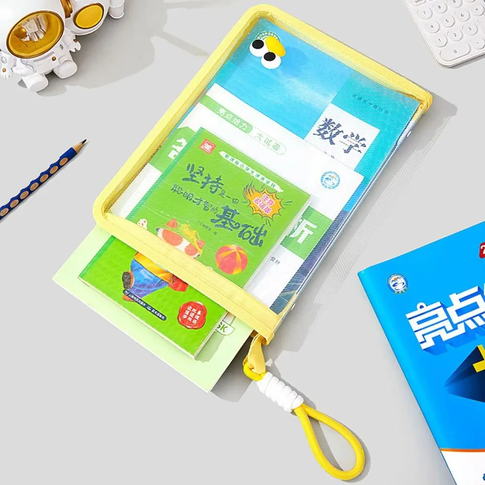 Multifunctional Test Paper Storage Bag Built-in Clip Board Morandi Color Transparent File Bag Large Capacity Thickened