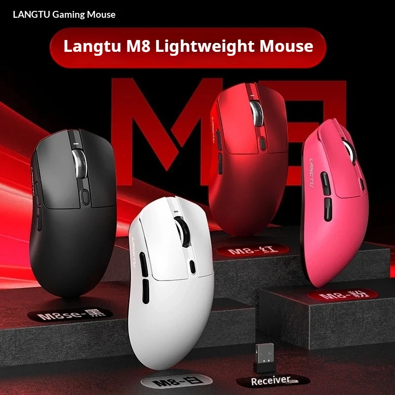 Mouse Nirkabel Wolf Road M8 Baru 1k Dual Drive Tiga Mode Ringan Ergonomis Gaming Kantor Mouse Gaming untuk Tangan Besar