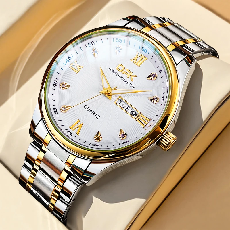 

Мужские кварцевые часы с календарём, из нержавеющей стали