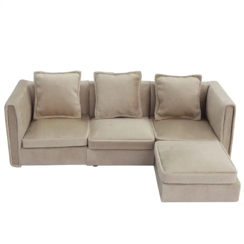 1 Set 1:12 Mini Mobili per casa delle bambole Simulazione Sedie da soggiorno in miniatura Latte Albicocca Divano ad angolo Bambini Giochi di imitazione Decorazioni fai da te