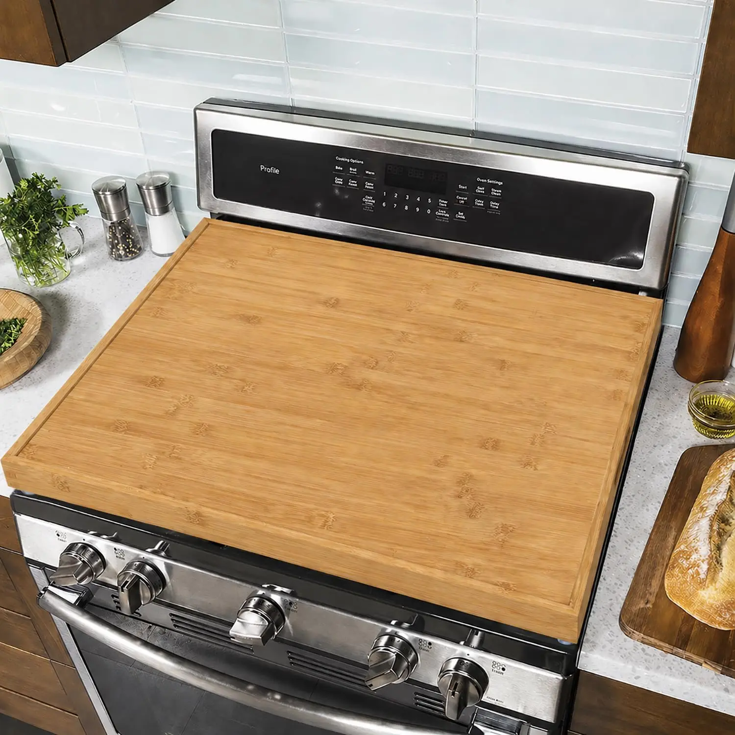 

Bamboo Stove Cover Board 30x22 inch for Gas Stovetop, Extra Counter Space, Multipurpose Noodle Board for Kitchen