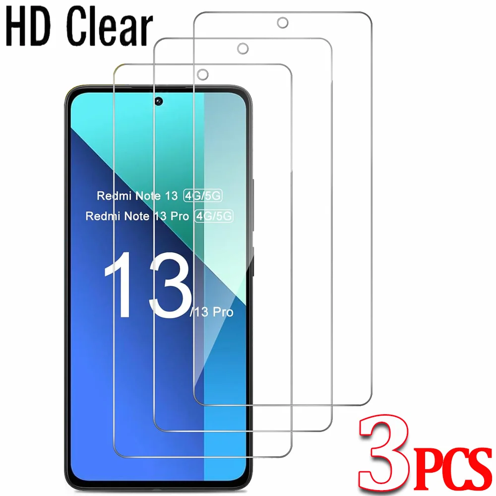 3PCS Tempered Glass For Redmi Note 10 11 12 13 14 Pro 5G Screen Protection Note 10S 11S 12S Phone Film Xiaomi 14T Pro pelicula