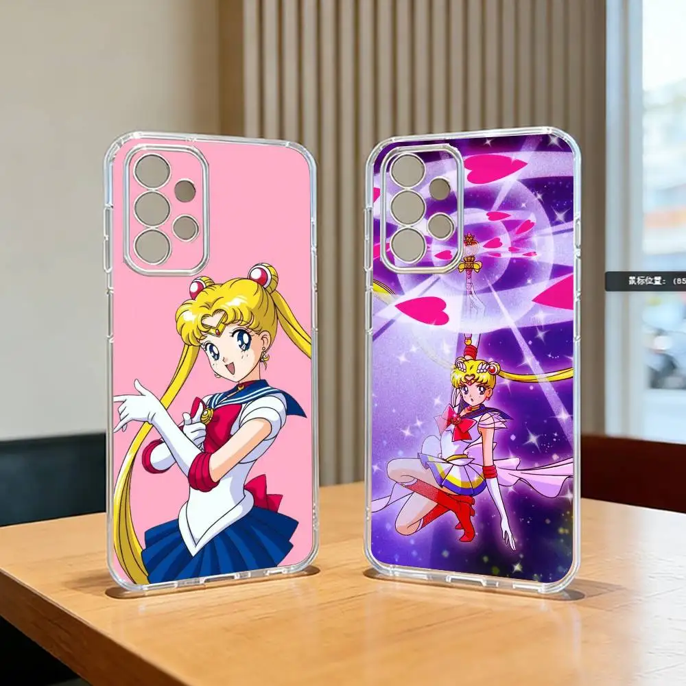 CUTE Cartoon-n Sailor-r Moons  Phone Case Transparent Silicone Soft For Samsung S25,S24,S21,S22,S23,S30,Ultra,S20,Plus,Fe