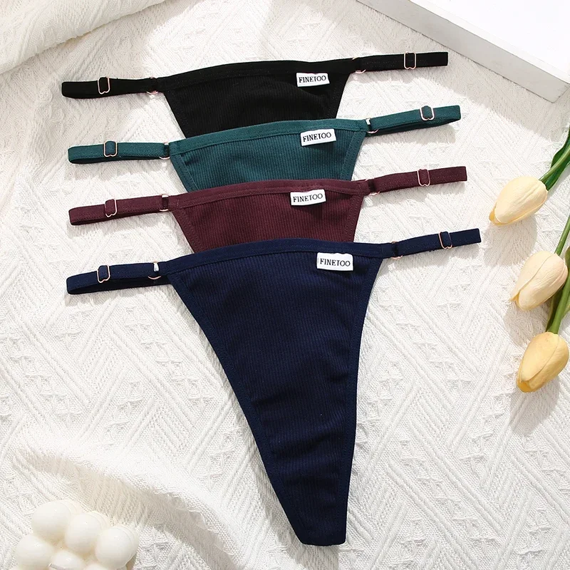 3PCS/Set Seamless Cotton Thong Adjustable Low Waist Women Thongs Sexy T-back Ladies Bikini Underwear G-String Lingeries