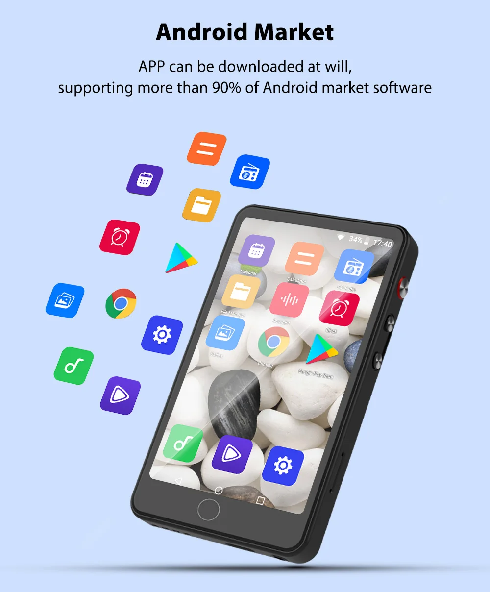 مشغل MP4 يعمل بنظام Android مقاس 4.0 بوصة يعمل باللمس مع مشغلات موسيقى MP3 بلوتوث وواي فاي تدعم العبرية