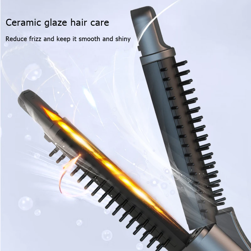 USB Rechargeable 2-in-1 Hair Styling Set Blow Dryer Straightener And Curling Iron No Need to Plug in for Use