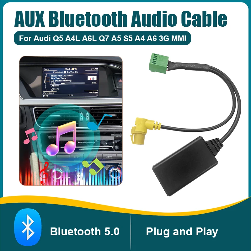 

MMI 3G Автомобильный AMI 12-контактный модуль Bluetooth 5,0 AUX AUX Кабельный адаптер Замена беспроводного аудиовхода для Audi A4 A6 Q5 Q7 A5 S5